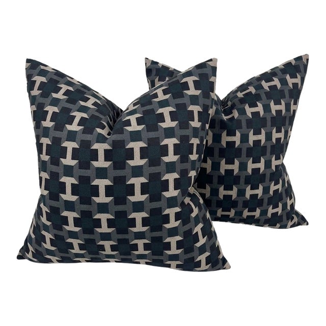 Custom Hermès "Pavage Imprimé" Geometric Accent Pillows - A Pair For Sale