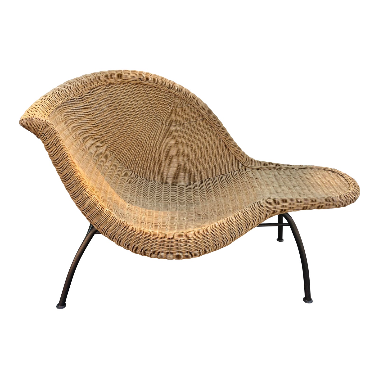Vintage Modern Wicker Chaise Lounge Chairish
