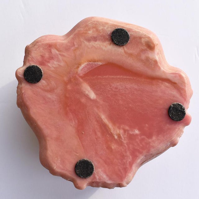 Victorian Vintage Pink Scalloped Incolay Stone Trinket Box For Sale - Image 3 of 8