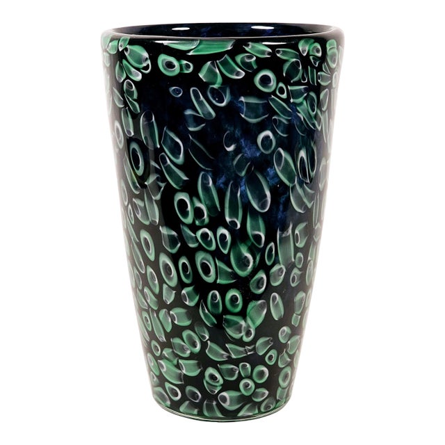 Large Postmodern Murano Glass Vase by Franco Moretti Signed For Sale