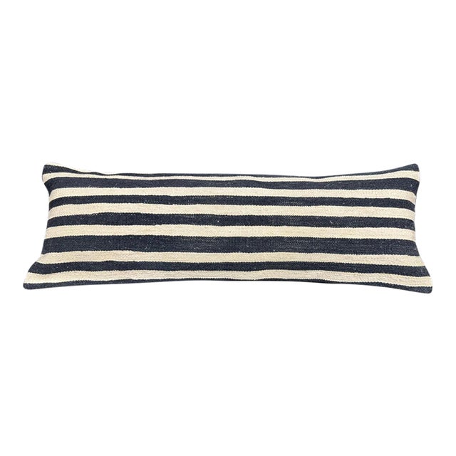 Turkish Hemp Pillow Cushion Natural Beige Black Cushion Cover 14x40 For Sale
