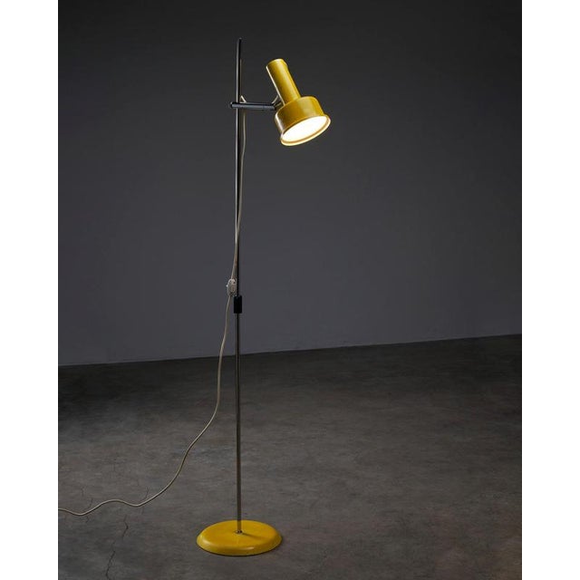 Metal Postmodern Bright Yellow and Chrome Adjustable Hat Floor Lamp, 1970s For Sale - Image 7 of 8