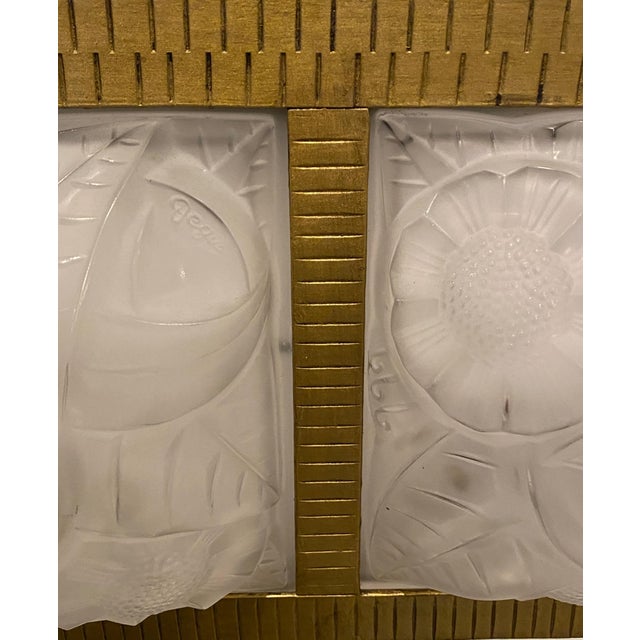 Gold 1930s Degue Signed French Art Deco Grand Light Mirror For Sale - Image 8 of 13