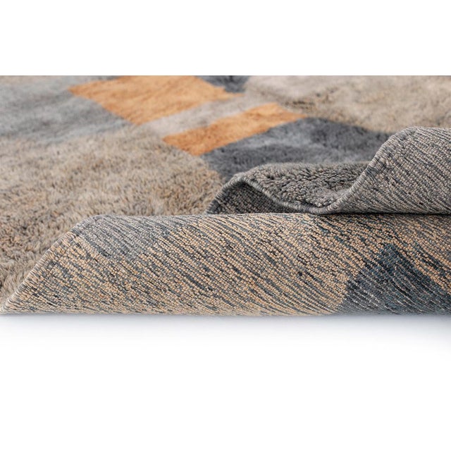 Sophisticated Abstract Hand-Knotted Wool Rug | 9'7" X 6'7" | One of a Kind For Sale - Image 9 of 9