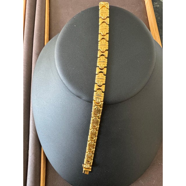 Vintage 14 Karat Yellow Gold 16.2Gm Parentesi link Bracelet Unisex, 7.5 ", Italy For Sale - Image 18 of 18