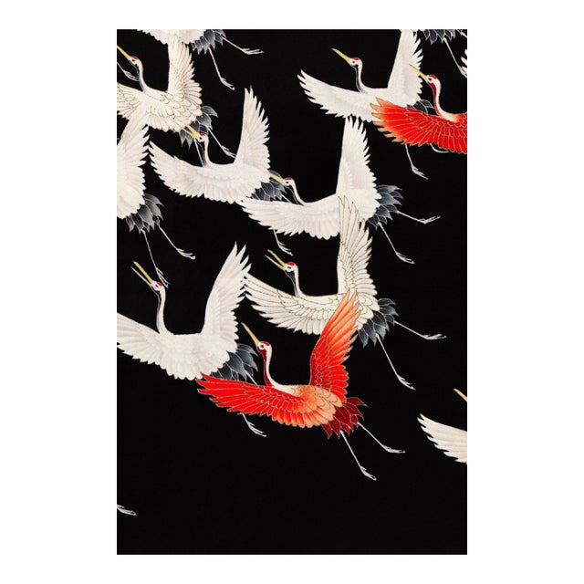 Furisode With Flying Cranes, Vintage Art Print Reproduction, 24″ × 36″ For Sale