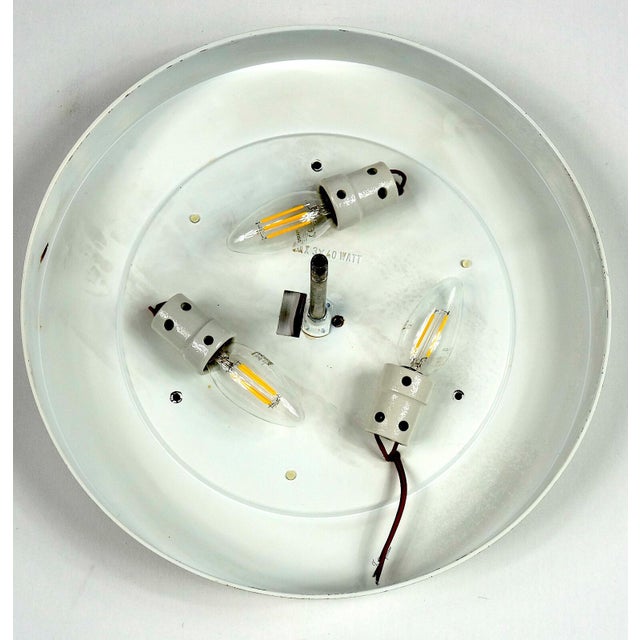 Metal Brass and Crystal Glass Three-Light Ceiling Lamp from Kaiser, 1940s For Sale - Image 7 of 13
