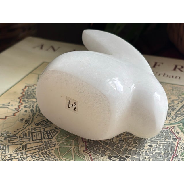 Stone Late 20th Century Modern White Carved Stone Bunny Rabbit Figurine For Sale - Image 7 of 8