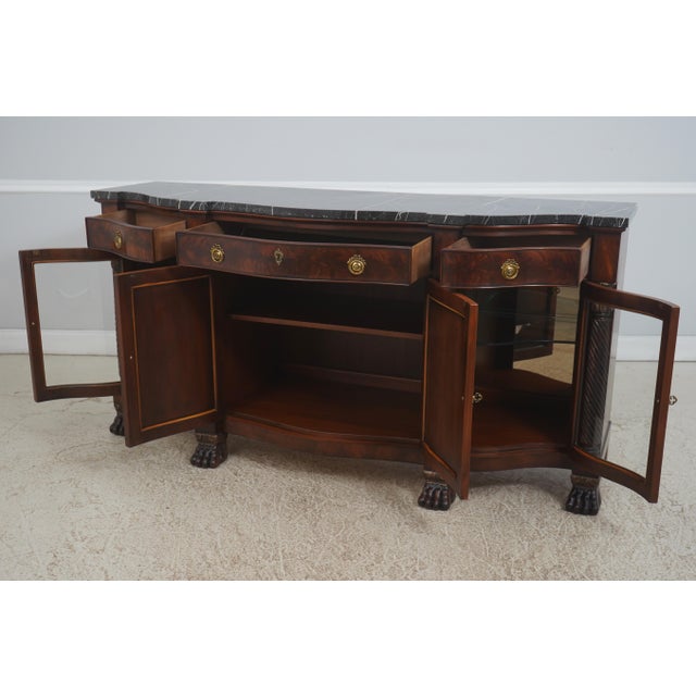 Traditional Henredon Marble Top Mahogany Sideboard Server For Sale - Image 3 of 18
