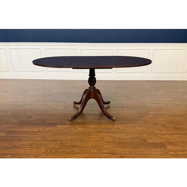 Brown Traditional Mahogany Drop Leaf Breakfast/Dining/Game/Occasional Table by Leighton Hall - Showroom Sample For Sale - Image 8 of 15