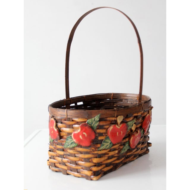 Mid 20th Century Vintage Woven Apple Basket For Sale - Image 5 of 17