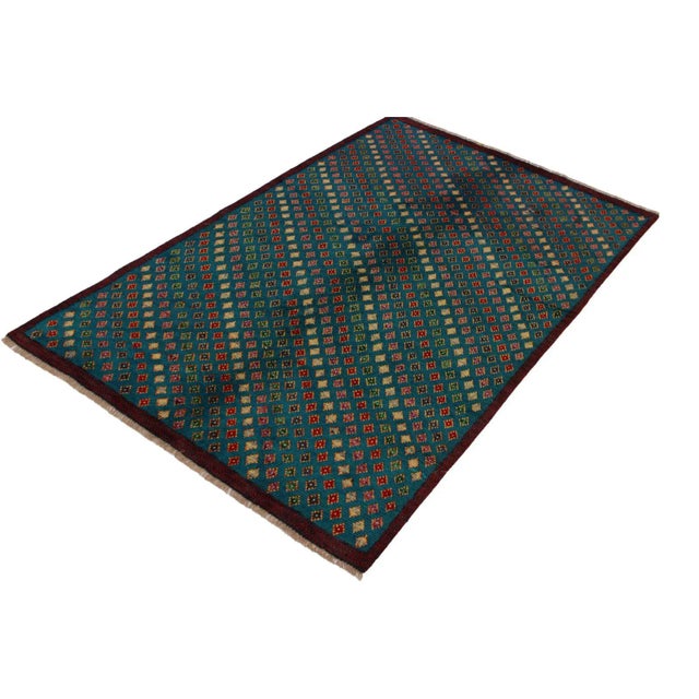 Shabby Chic 1990s Shabby Chic Tribal Balouchi Blue Wool Rug - 4′9″ × 6′5″ For Sale - Image 3 of 8