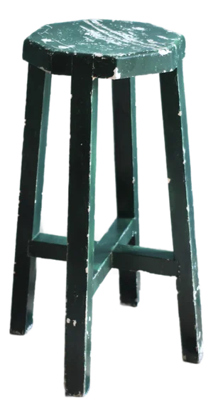 Vintage Green Painted Rustic Stool