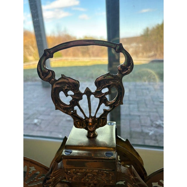 Late 20th Century Peacock Brass Fireplace Screen For Sale - Image 5 of 9
