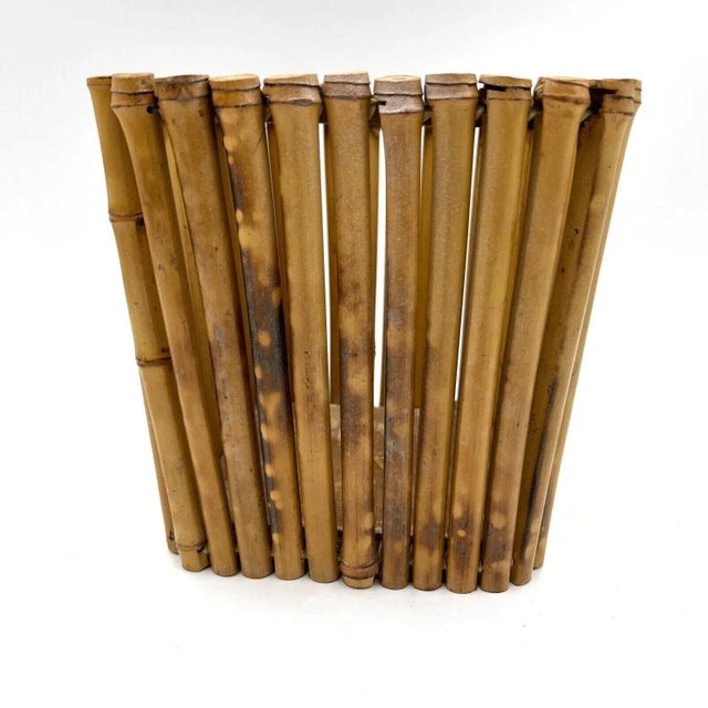Mid-Century Modern Bamboo Basket For Sale - Image 4 of 9