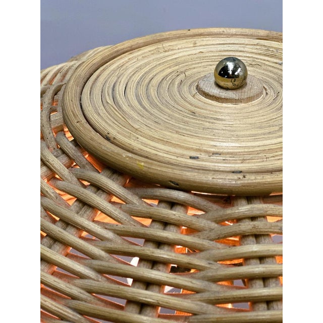 Large French Rattan Floor Lamp with Mushroom Shade For Sale - Image 5 of 15