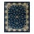 1920s Navy Blue Floral Shou Antique Chinese Art Deco Rug 8' 2''x 9' 10'' Knotted Wool Carpet For Sale