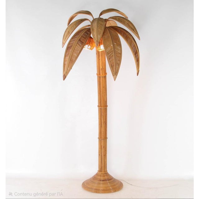 Palmtree Floor Lamp in Rattan For Sale - Image 9 of 18