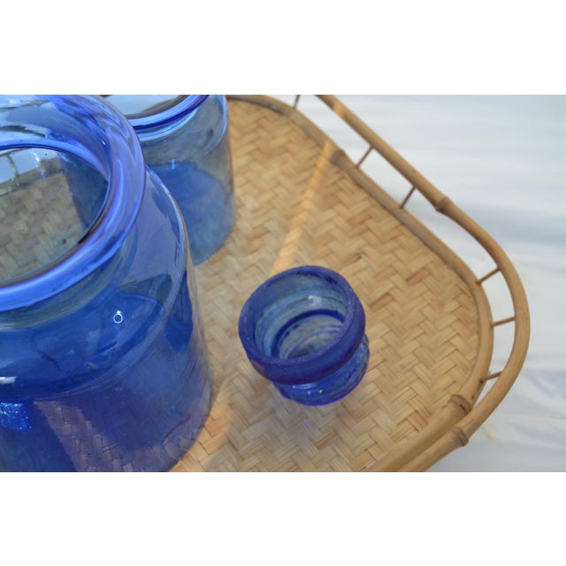 Mid 20th Century Takahashi Hand Blown Cobalt Blue Glass Apothecary Jars With Lids- Set of 3 For Sale - Image 10 of 11