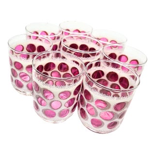Raspberry Fizz Lowballs- Set of Eight For Sale