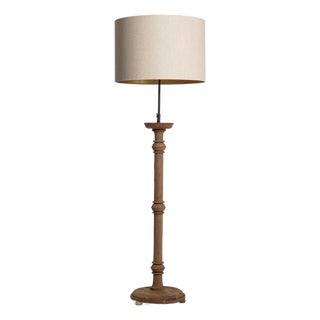 1970-1979 France Rich Walnut Brown Turned Walnut Floor Lamp For Sale