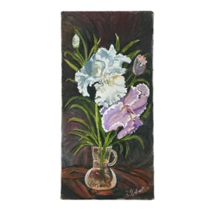 Irises by G Johnston Expressionist Still Life Painting