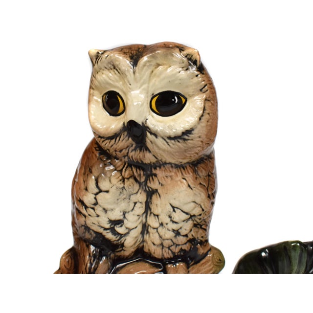 1980s Late 20th Century Ceramic Sitting Owl Figurine Model For Sale - Image 5 of 8