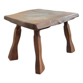 Brutalist Wooden Side Table, 1960s For Sale