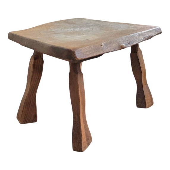 Brutalist Wooden Side Table, 1960s For Sale