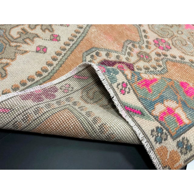 Vintage Rustic Faded Turkish Handmade Wool Rug For Sale - Image 10 of 11