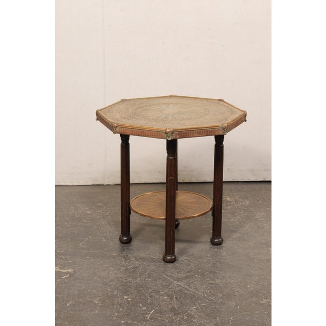 Early 20th Century Antique Italian Brass & Wood Accent Table For Sale - Image 5 of 12