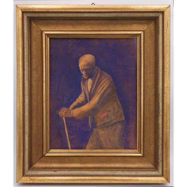 Hans Thoma, Stooped Man with Walking Stick and Cigarette, 1890s, Gouache For Sale - Image 3 of 7