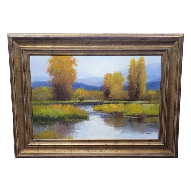 Fine Beautiful Oil Painting Landscape Signed For Sale - Image 12 of 12