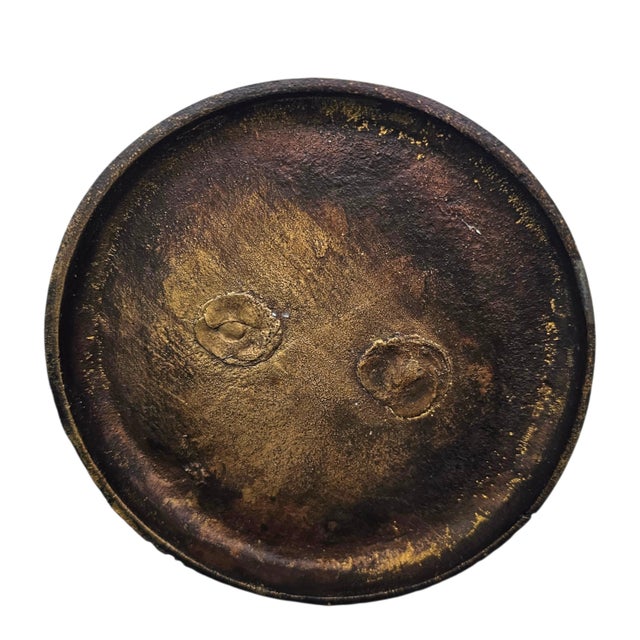 Vintage Chinese Archaistic Brass Ding-Form Tripod Incense Burner With Lid (6.5") For Sale - Image 12 of 15