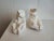Art deco, porcelain teddy bears, propolis, signed, dimensions: height 13 cm, width 10 cm, depth 10 cm. 2 available.