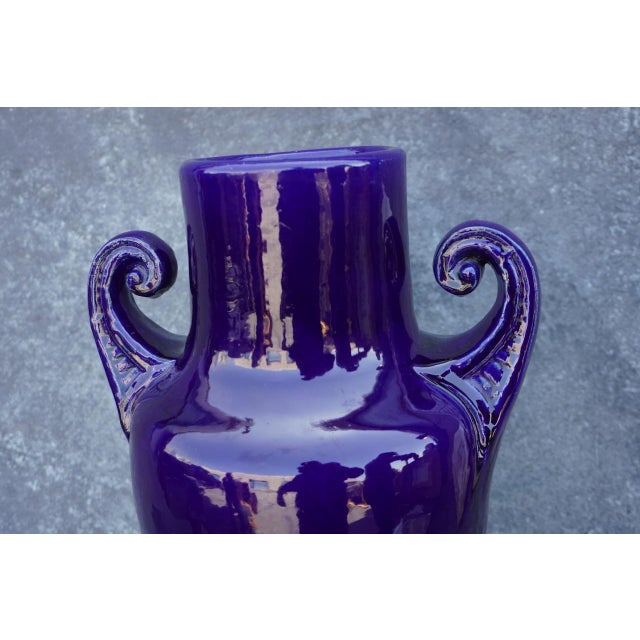Art Deco 1930s Italian Terra Cotta Co Cobalt Garden Vase For Sale - Image 3 of 5