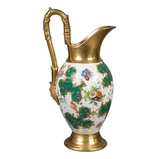 Empire Water Jug in Painted Porcelain from Brault, 19th Century For Sale