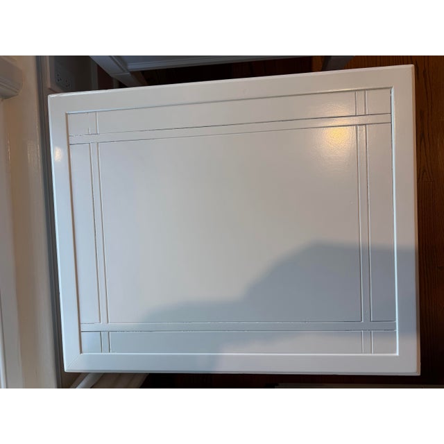 Late 20th Century Vintage Brandt Louis XVI–Style White Painted Two-Drawer Nightstands — A Pair For Sale - Image 5 of 9