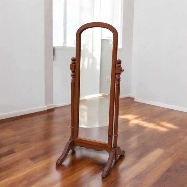Traditional Vintage Cheval Floor Mirror With Adjustable Wood Frame For Sale - Image 3 of 14