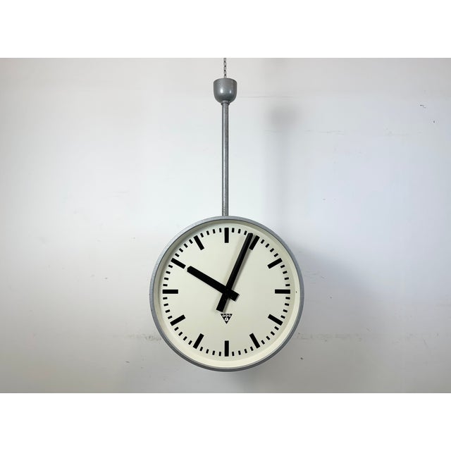 Huge Industrial Double Sided Railway Clock from Pragotron, 1960s For Sale - Image 14 of 18