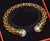 Vintage Fope Flex It Solid 18k Gold Pearl Open Cuff Bangle Bracelet For Sale - Image 11 of 13