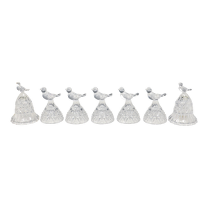 Vintage Hofbauer the Byrdes Collection Glass Bird Mini Candlesticks and Bells - 7 Pieces