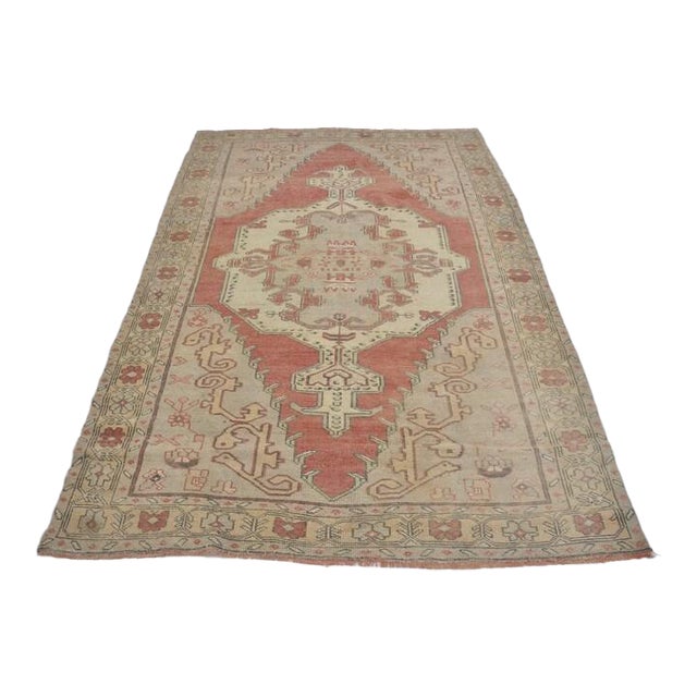 1950s Authentic Handwoven Oushak Rug For Sale