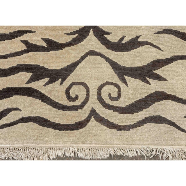 Textile Tibetan Style Tiger Stripe Pattern Carpet, 9' X 6' For Sale - Image 7 of 8
