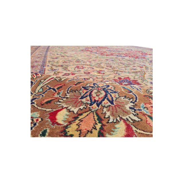 Authentic Hand Knotted Vintage Tabreez Wool Area Rug 12.6 X 9.3 Ft For Sale - Image 9 of 10