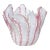 Murano Vintage Pink Aventurine Flecks White Zanfirico Ribbons Italian Art Glass Fazzoletto Handkerchief Vase For Sale