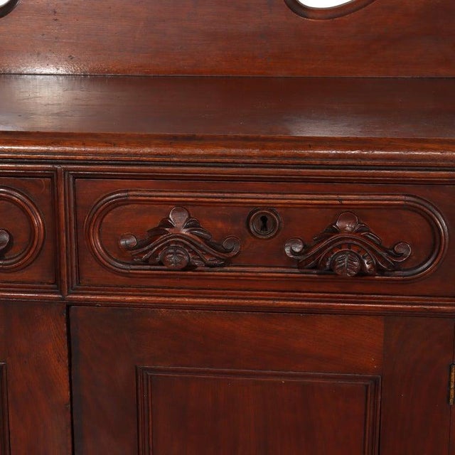 Antique Carved Walnut 2-Door 2-Drawer Washstand With Backsplash Circa 1900 For Sale - Image 16 of 16