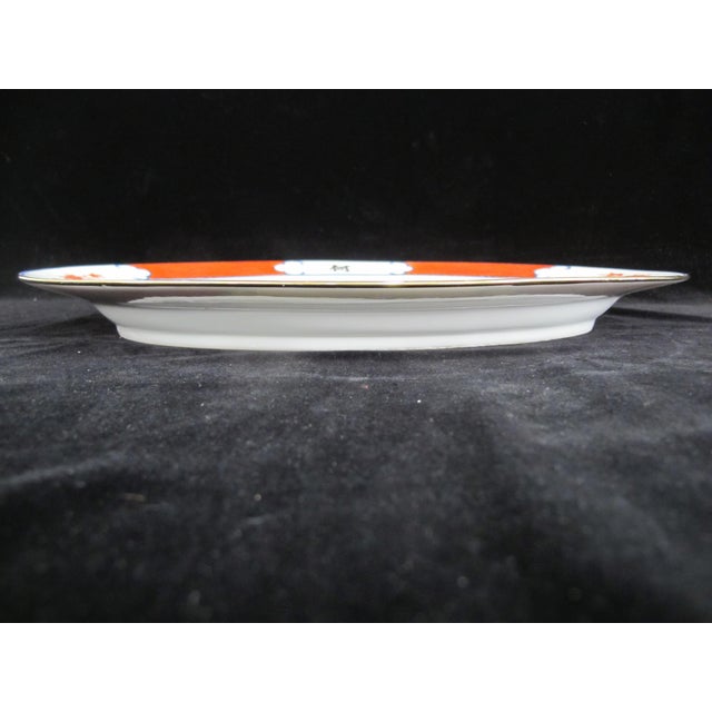 Japanese Japanese Imari Red Gold Porcelain Butterfly & Flower Oval Serving Tray Platter For Sale - Image 3 of 6