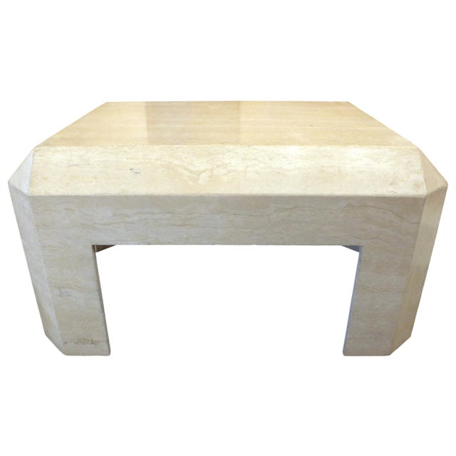 1970s Postmodern Travertine Coffee Table For Sale - Image 4 of 5
