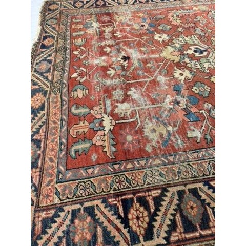 Terra Cotta TERRACOTTA & KIWI Antique Heriz Artistic Blooming Design Rug 6.8 x 9.7 For Sale - Image 8 of 18